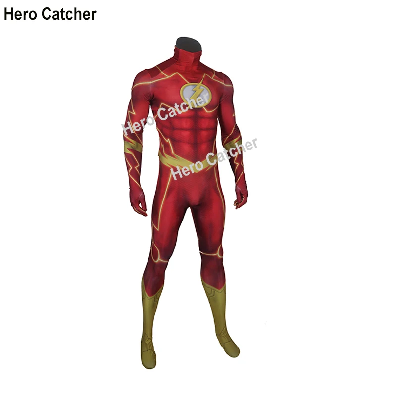 Hero Catcher High Quality Flash Costume With Mask Comic Red Flash Cosplay Costume For Men