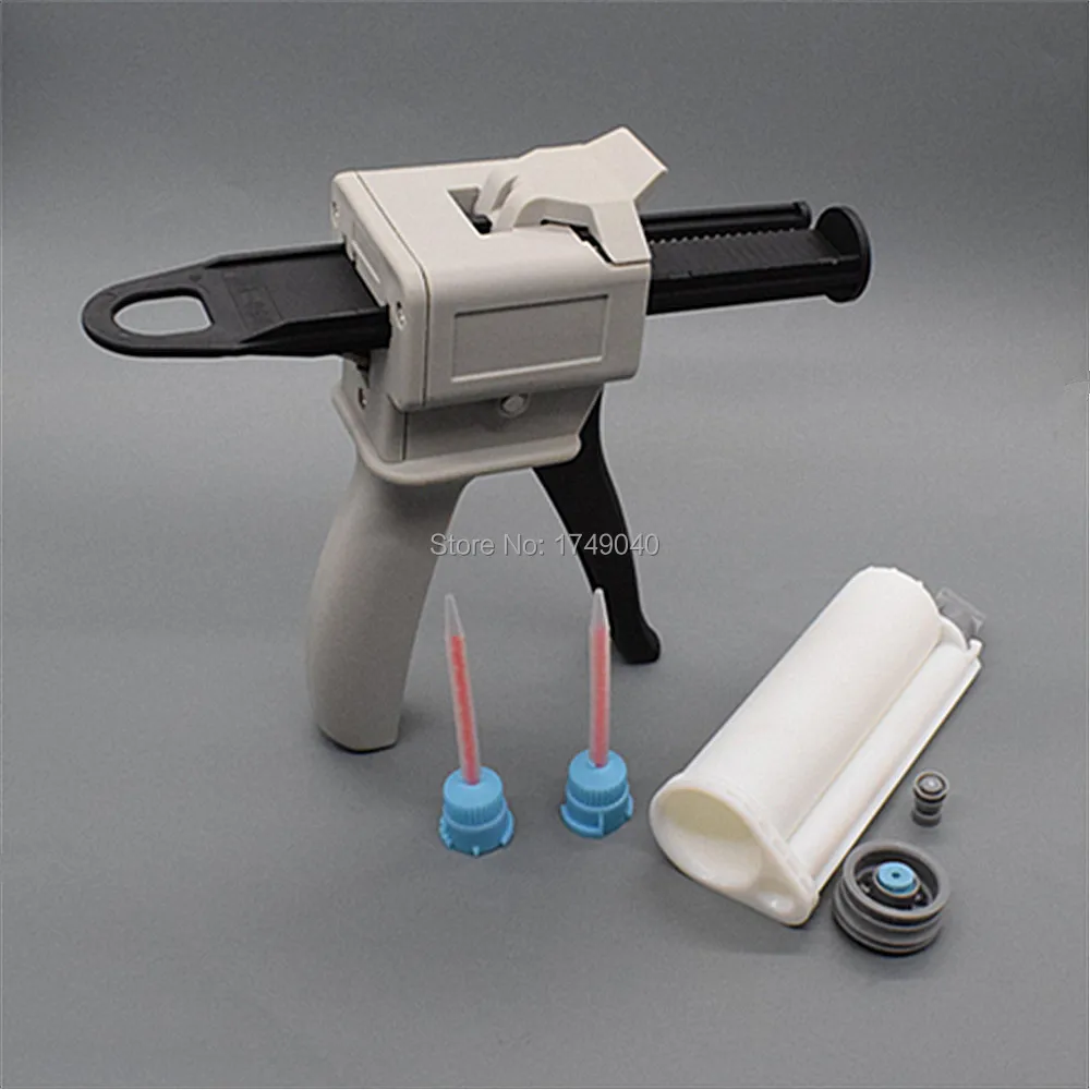 50ml AB colla epossidica pistola applicatore colla 10:1 Dispenser bicomponente con 50ml 10:1 cartuccia vuota a doppia canna e ugello di miscelazione