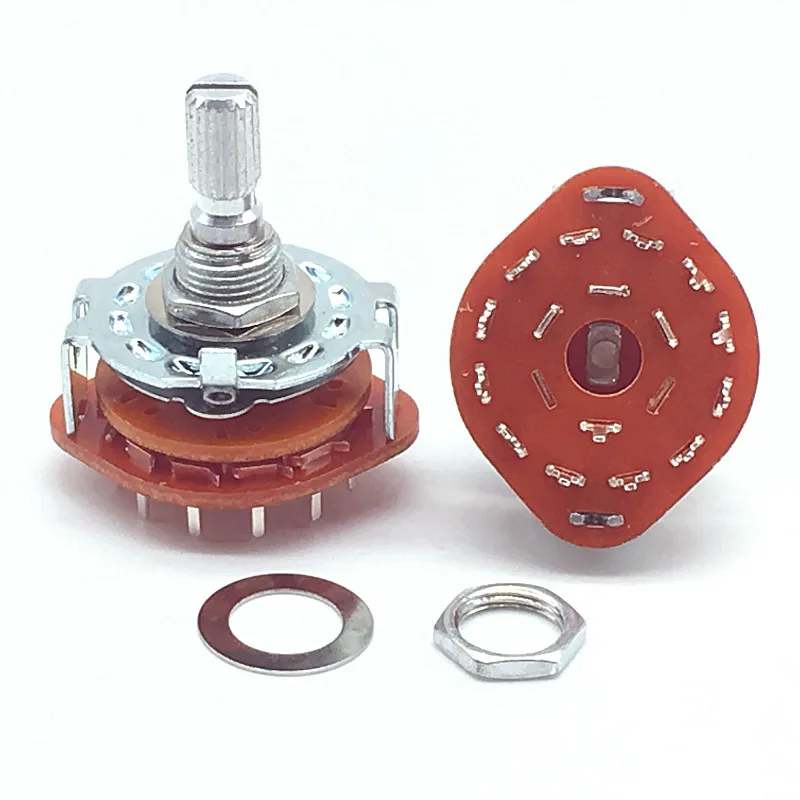 1pc RS25 Shaft Panel Mount 1P12T Band Rotary Switch Selector 1 Pole 12 Position 20MM Plum Shaft With Switch Cap