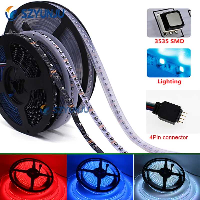 

New 3535 RGB LED strip RGB Color Changeable DC12V Flexible LED Light 60LED/m 120LED/m 5m/lot. IP20 IP67 waterproof