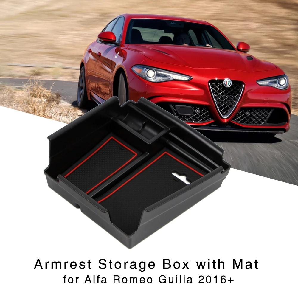 Armrest Storage Box for Alfa Romeo Giulia 2016 2017 2018 Car Interior Center Console Organizer Glove Holder Tray