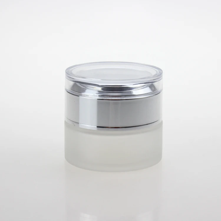 

empty 20g frosted glass tin with acrylic gold/silver lid, 20 ml glass bottle cosmetic jar for eye cream