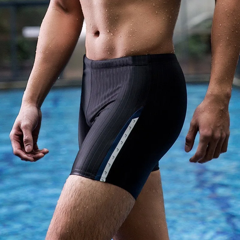 Swimwear Men’s Lycra Jammer Fiber New Higher Level Male Shark Skin Swiming Trunk Training Racing Swim Sun Protection