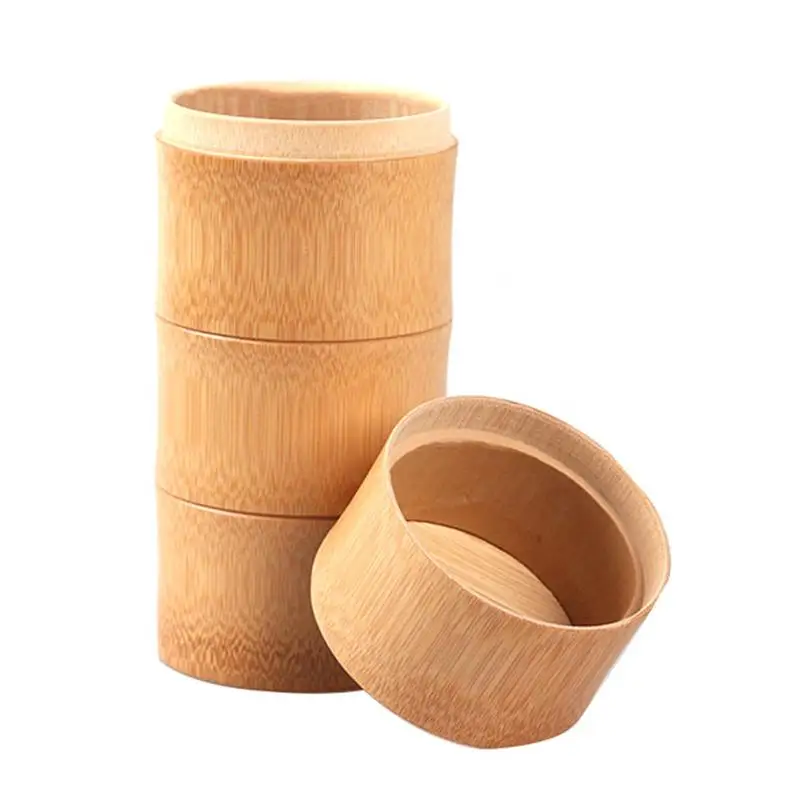 Natural Bamboo Tea Can Tea Canister Storage Boxes Travel Sealed Portable Tea Coffee Container Small Jar Caddy Organizer