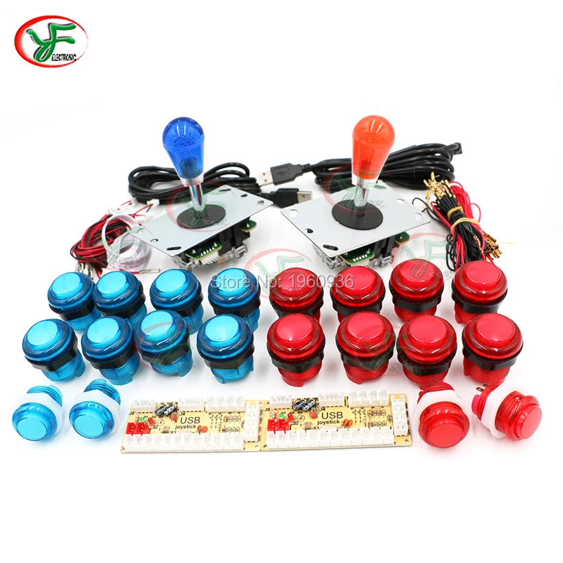 Zero Delay DIY Arcade kit USB Encoder Control for Rapsberry Pi and PC with Arcade LED Button and Joystick