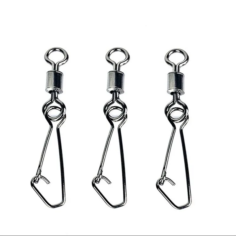30PCS 2# 4# 6# 8#10# 12#14#  Stainless Steel Fishing Connector Barrel Swivels Rolling Swivel Nice Snap Pin Fishing Accessories