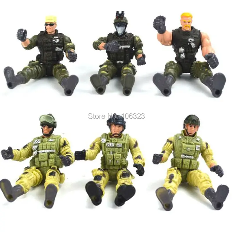 War on Terror Elite Heroes, Special Forces Weapons and Tactics, 6 Policemen with Gun, Army Puppet Toys, Movable Military Solider