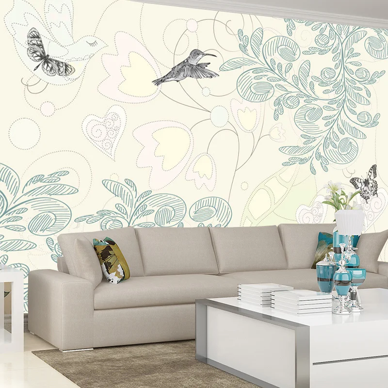 

Bespoke Art living room TV background 3D wallpaper fresh flowers and American retro large mural 3D wallpaper non-woven fabric