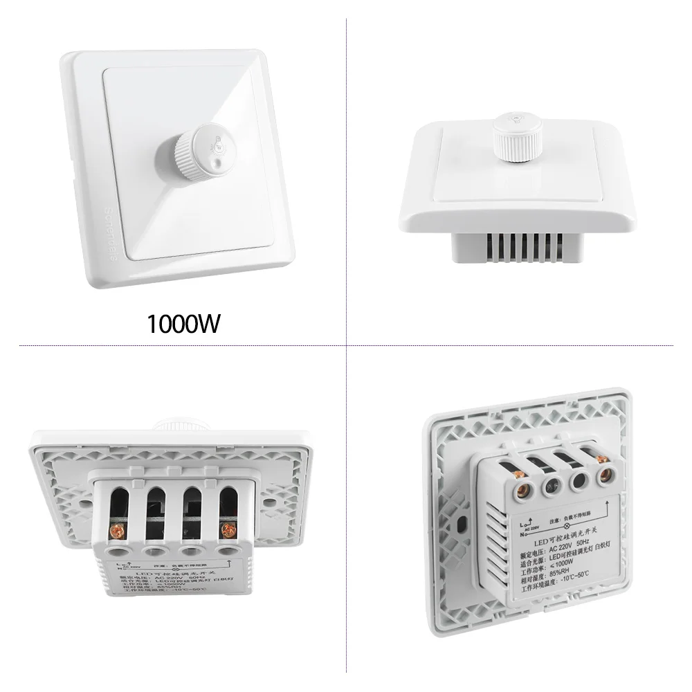 Led Dimmer Switch 220V Max 300W 600W 1000W Brightness Controller For Adjustable Led Bulb Panel Light Lamp ON/OFF Dimmable Switch