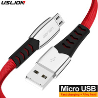 USLION Alloy Micro USB Cable Fast Charging Data Sync Wire Cord For Samsung Xiaomi redmi note 5 pro Micro usb Mobile Phone Cables