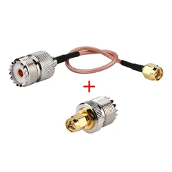 2 Kits (Pigtail cable + adapter) RF Coax SMA Male to UHF SO-239 Female Cable + SMA male to UHF Female SO239 Adapter for Baofeng