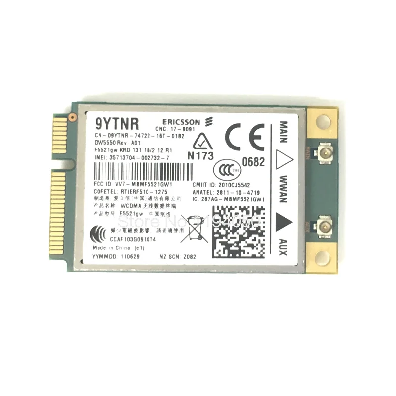 Unlocked DW5550 F5521gw Ericsson Wireless 3G Mini PCI-E Card for  WCDMA HSPA WWAN Mobile Broadband HSPA 3G Module Card GPS