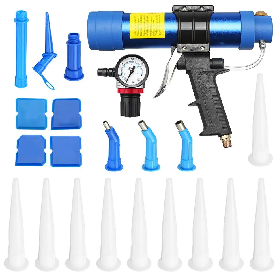 Pneumatic Sealant Guns 310ml Air Guns Valve Silicone Sausages Caulking Tool Caulk Nozzle Glass Rubber Grout Construction Tools