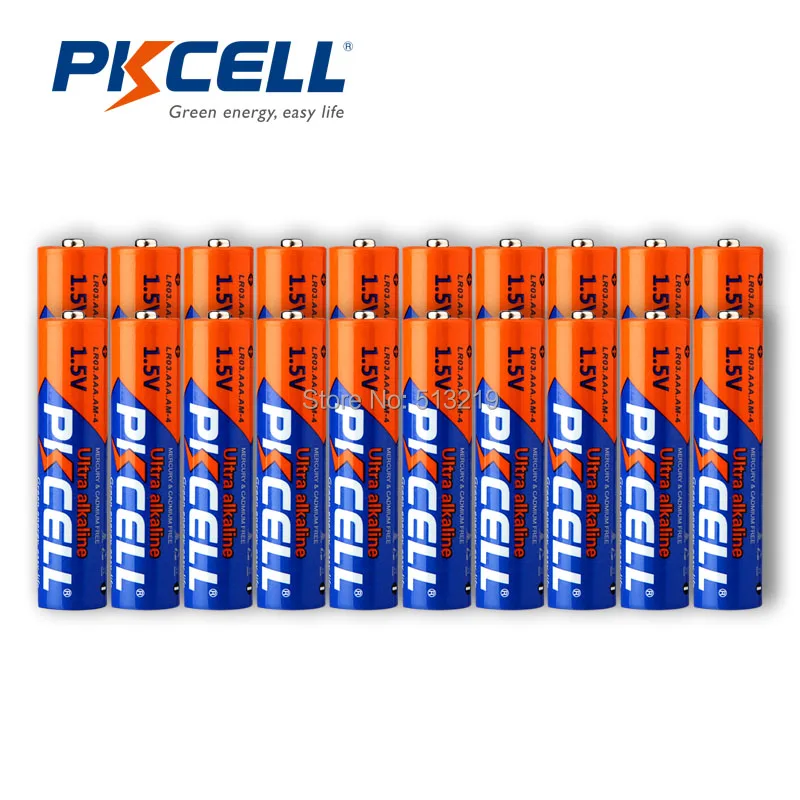 40PCS PKCELL 1.5V Alkaline Battery 20PCS LR6 UM3 MN1500 E91 AA battery and 20PCS  LR03 AM4 E92 AAA  primary batteries