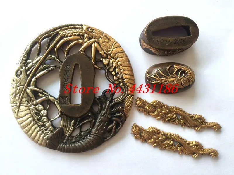 HOT SALE High Quality Handmade DIY Fittings Brass Japanese Samurai Sword Tsuba Kashira/Fuchi Menuki Katana Parts Set Accessory