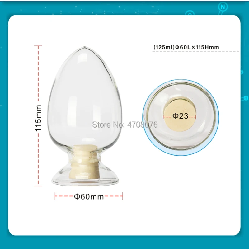 Glass seed culture bottle with stopper Heart-shape display bottle Conical sample bottle with horn shape for grain 125ml 1pc/pack