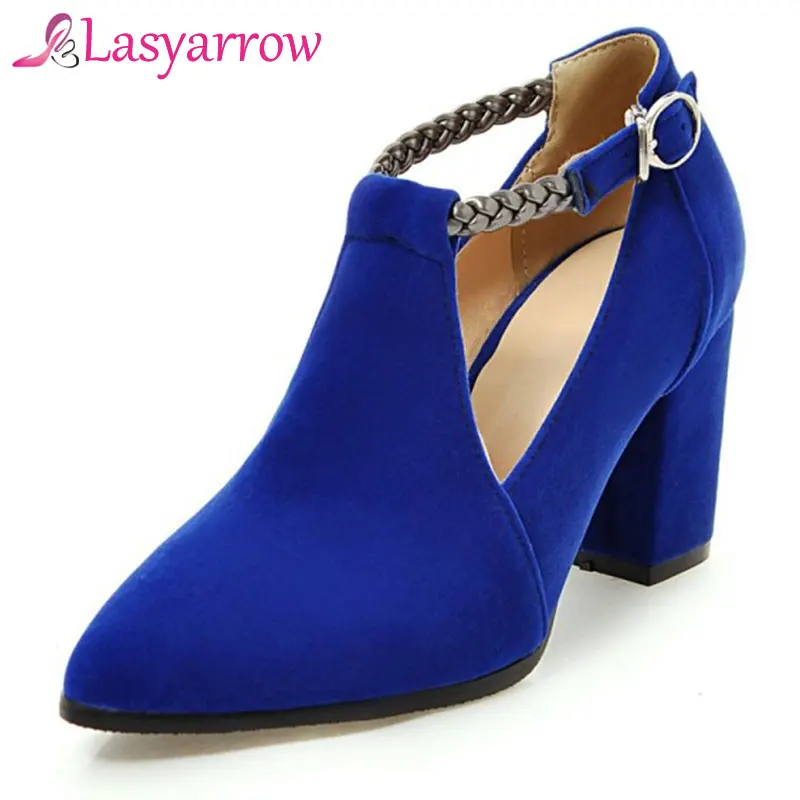 Lasyarrow Women Pumps High Heels Ladies Shoes Elegant Pointed Toe Wedding Female Shoes 2019 Spring Fashion Size 31-43 Blue Black