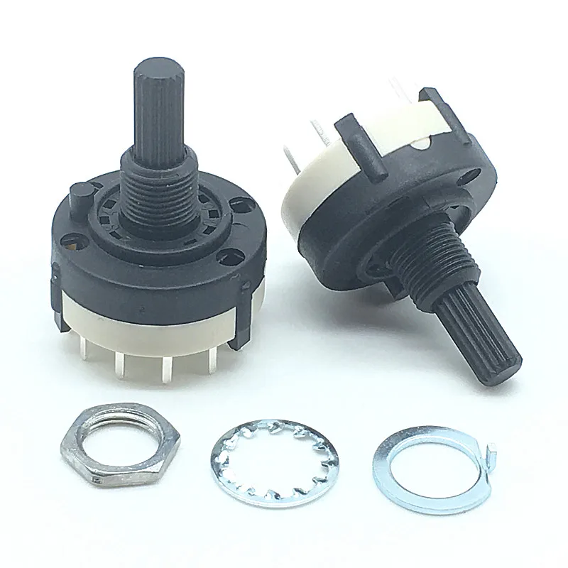 5pcs RS26 2 Pole 6 Position Selectable Band Rotary Channel Selector Switch Handle length 20MM with knob