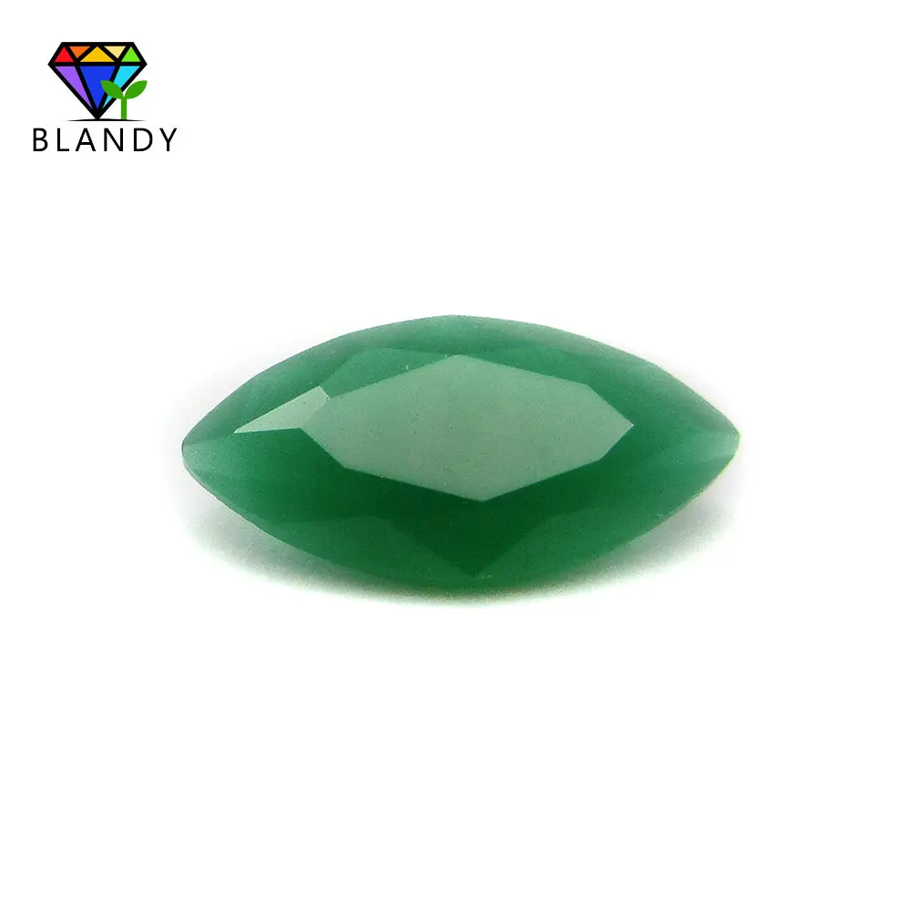 Size 1.5x3~8x16mm Marquise Shape Machine Cut Green Color Glass stone Beads Malay Jades Color Synthetic Gems For Jewelry