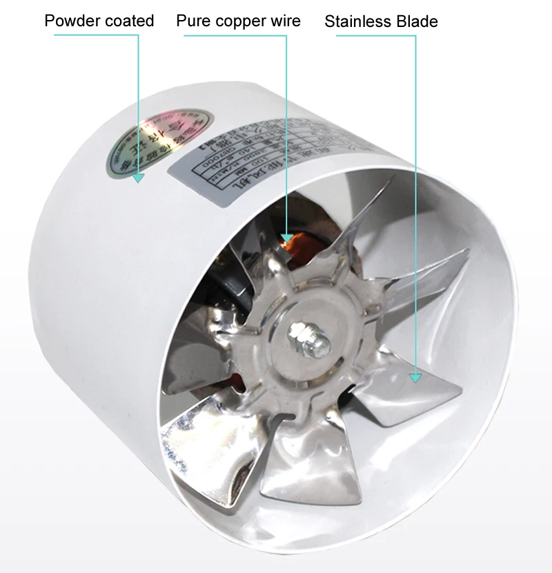 100MM Silent ventilation duct fan for bathroom, 220V kitchen exhaust fan, 4 inch powerful exhaust fan