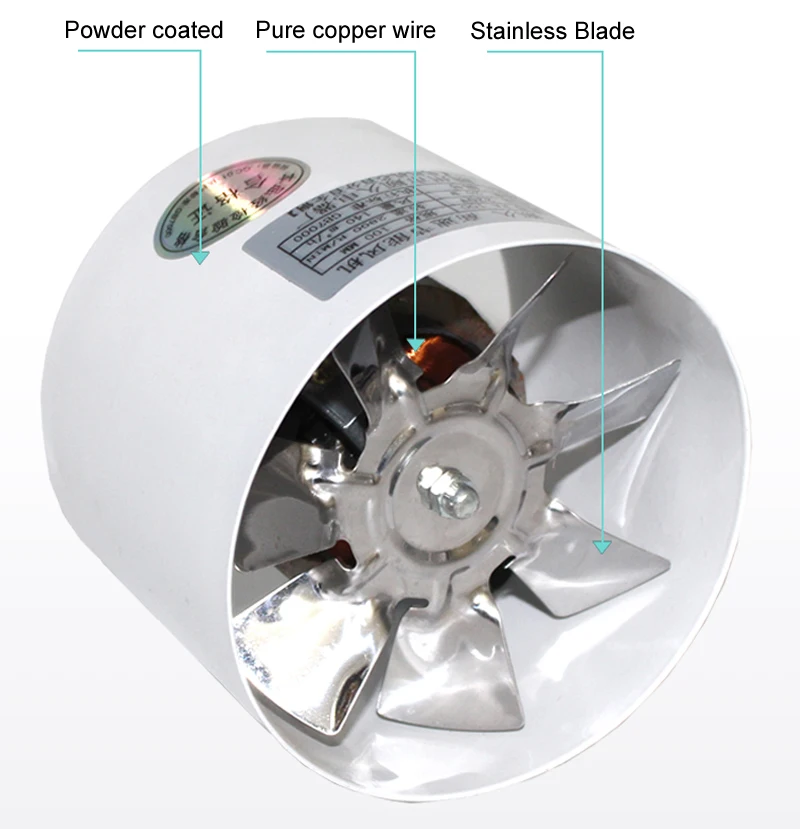 Ventilador de conducto de ventilación silencioso, 100MM, 220V, 4 pulgadas, potente