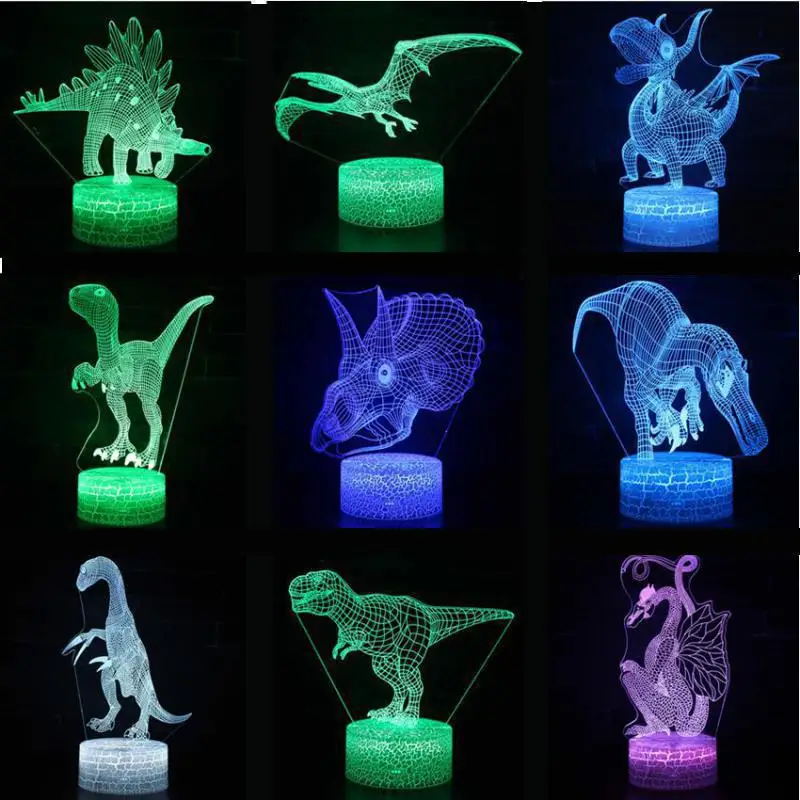 

Dinosaur Tyrannosaurus Rex Stegosaurus 3d Lamp Living Room Lighting Lovely Cartoon Children's Toys Christmas Decorative Lights