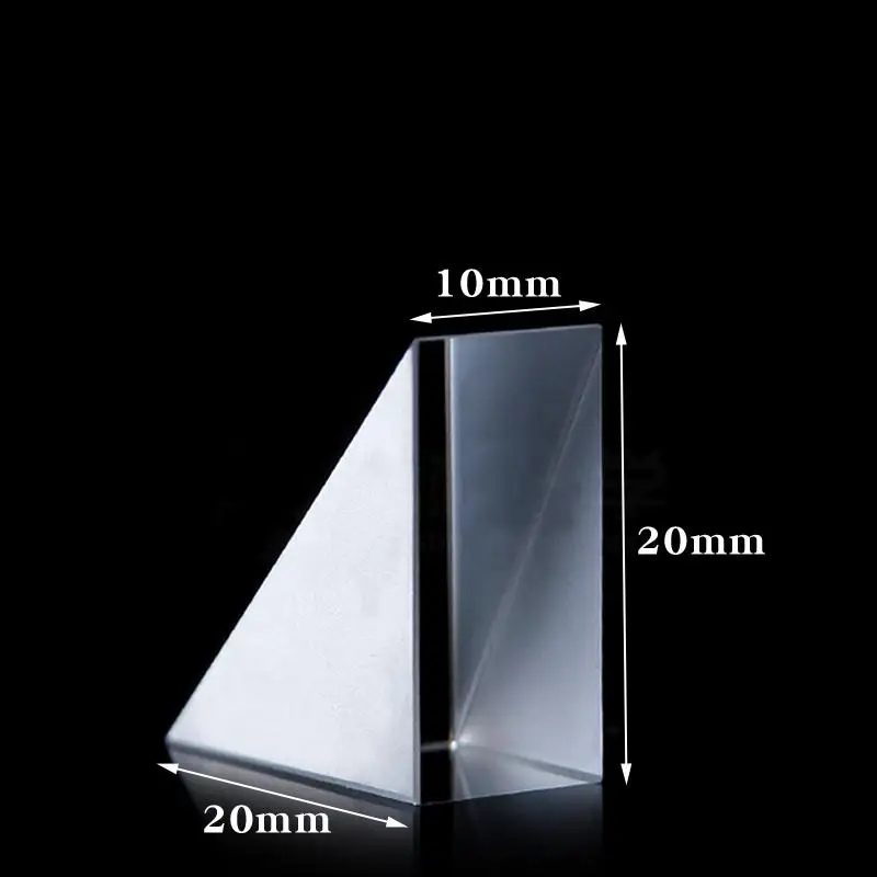 

20x20x10mm Optical Glass Triangular K9 Prism Lens With Reflecting Film Light Spectrum Physics Optics