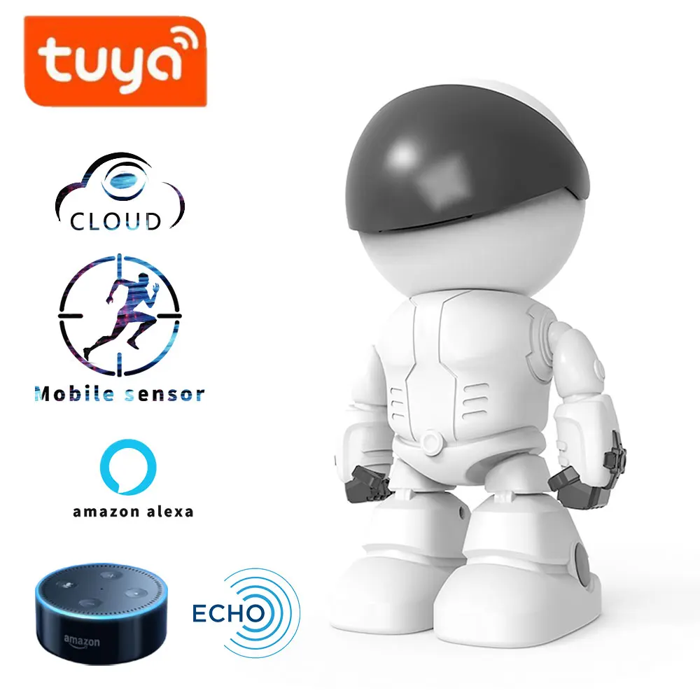 alexa echo tuya  Baby Monitor Robot Camera 1080P HD Network IP Night Vision Motion Detection Two-way Audio Camera Pet smart home