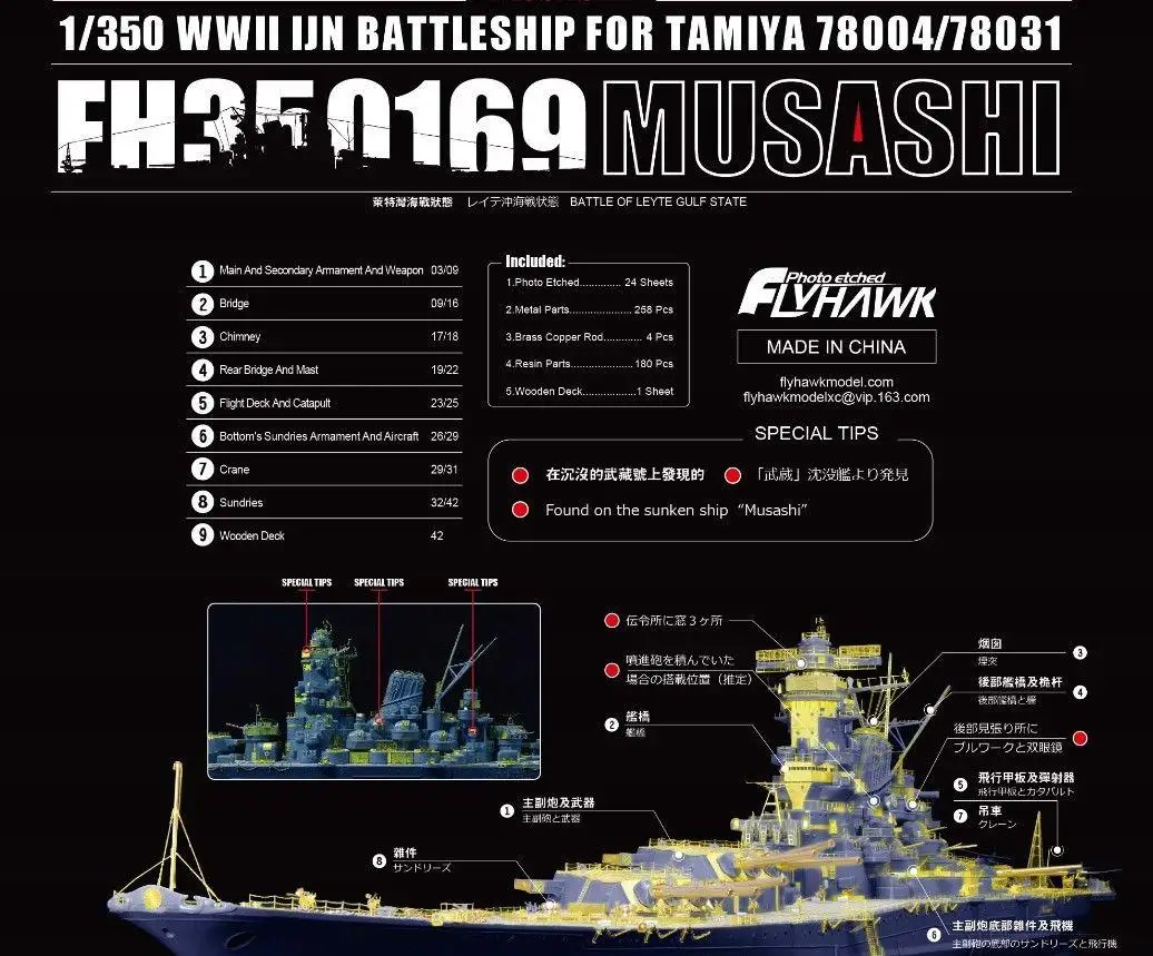 

Flyhawk 350169 1/350 IJN Musashi for Tamiya top quality