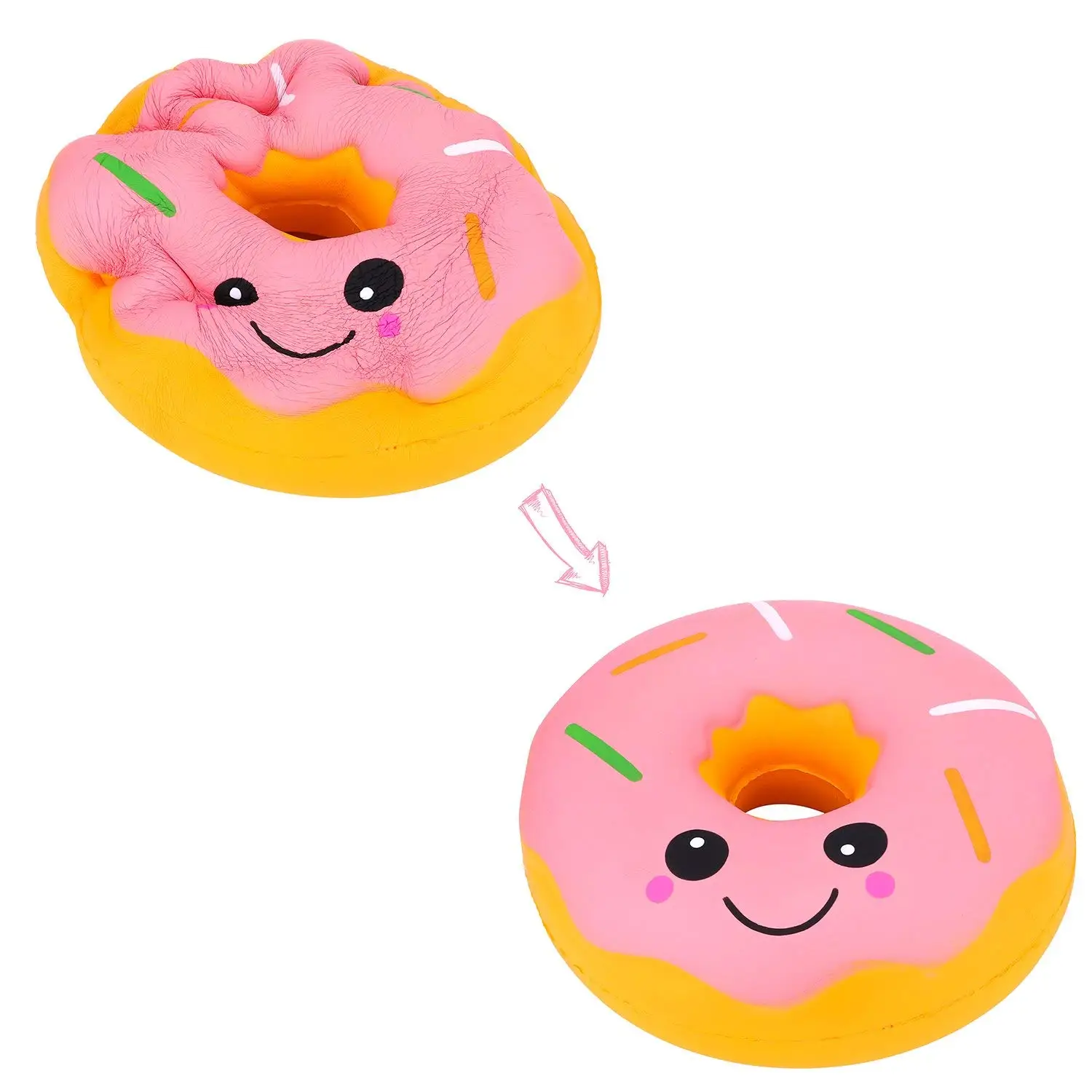 New 10*10CM Cute Smiley Donut  Food Squishy Slow Rising Cream Scented Squeeze Toy  Stress Relief exquisite for kids Xmas gifts