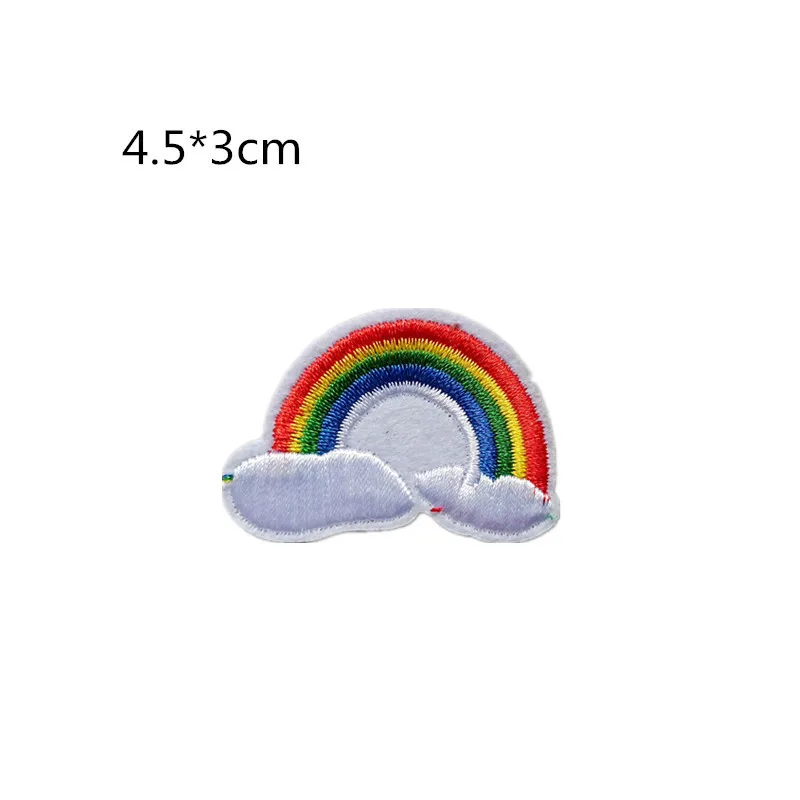 PGY Anime Rainbow Patch Applique Cute Cartoon Iron On Patches Stripe On Clothes Embroidered Patches For Clothing DIY Stickers