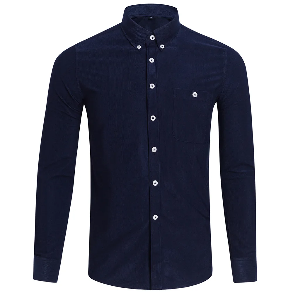 

Navy Men Shirt Mens Long sleeve autumn Winter Shirts Corduroy Plus size Tops streetwear clothes