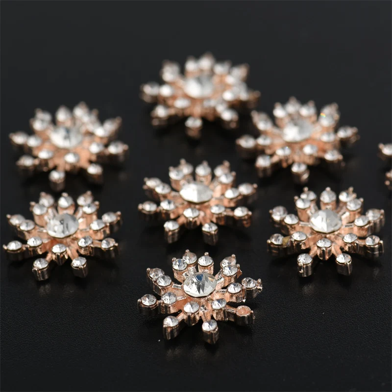 10Pcs/Lot 15mm Flower Decorative Rhinestone Buttons For Baby Hair Accessories Dress Crafts Jewelry DIY Accessories Scrapbooking