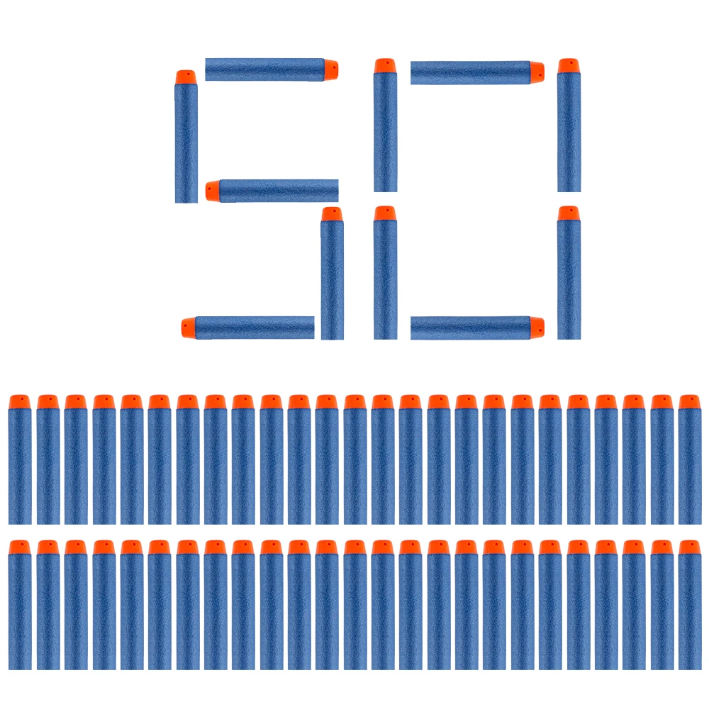 50 peças de dardos macios para recarga de arma de brinquedo para crianças, refil com 7.2cm, modelo nerf, macio e oco