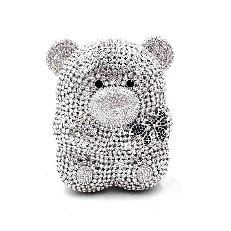 

Ladies handbag Bridal wedding party purse women evening party bag diamond luxury crystal cute animal Raccoon bear Grizzly purses