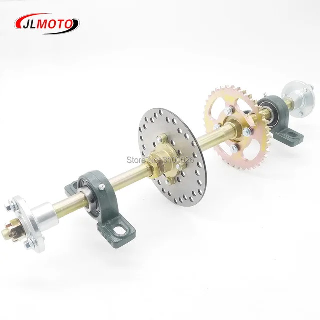 Zespół tylnej osi 610 mm z 428 zębami #   Zębatka 37T, tarcza hamulcowa 160mm, łożysko UCP204, piasta koła M8*3, pasuje do DIY UTV ATV Buggy, części do rowerów.