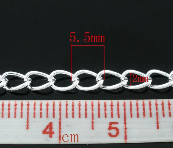 DoreenBeads 10M 은 도금 연석 체인 결과 5.5x3.5mm (B05736), 이우