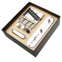 Electric Guitar Neck Pickup w/ Bridge Line Plate Kit for Telecaster Electric Guitar Offer Perfect Tone 3.37x3.03x0.41inch