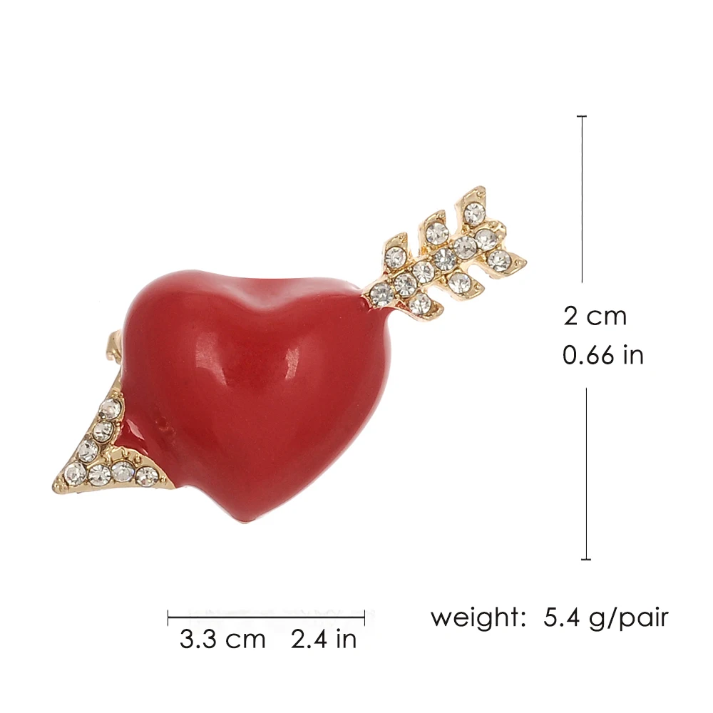 VEYO Red Cupid Love Archery Shape Rhinestone Brooches Stitch Metal Enamel Pins Lapel Pin Bags Badge Gift