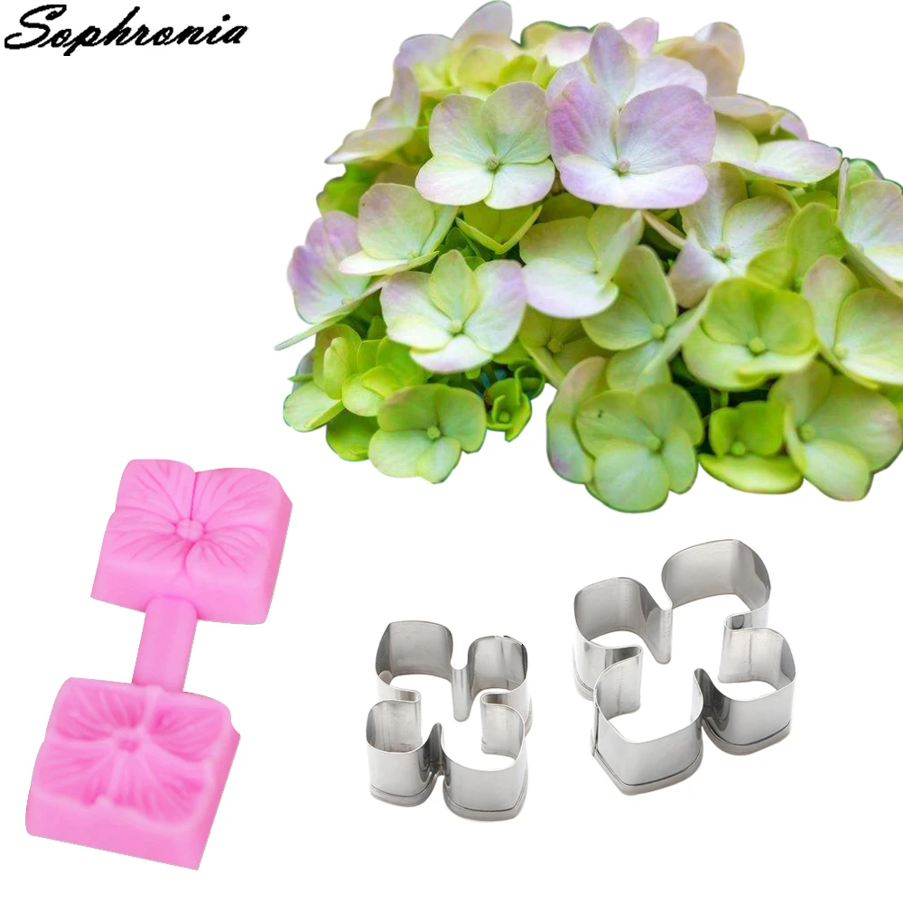 

Hydrangea Petal &Cutter Silicone Mold Fondant Mould Cake Decorating Tool Chocolate Gumpaste,Sugarcraft Baking Pastry Forms CS219