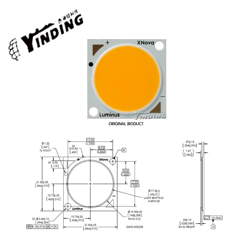 2pcs  CXM-18 ceramics COB LED 65W high power led lamp beads 3000K Warm white light Street lamp wick Downlight source