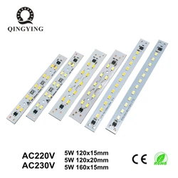 5W 120mm 160mm Free driver AC220V Lamp Plate Module Constant Current Light Source SMD 5730 Crystal Light Bar White Warm White