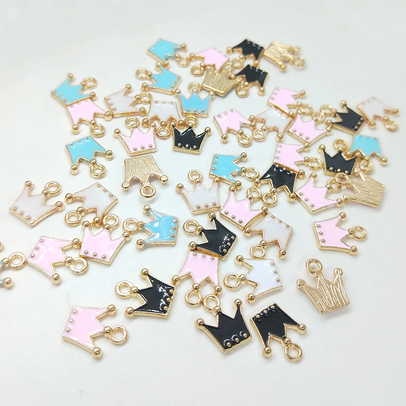 New Fashion 12*11mm 20pieces/bag Zinc Alloy Enamel  Crown Charms Pendant for DIY Earrings Necklace Jewelry Accessories