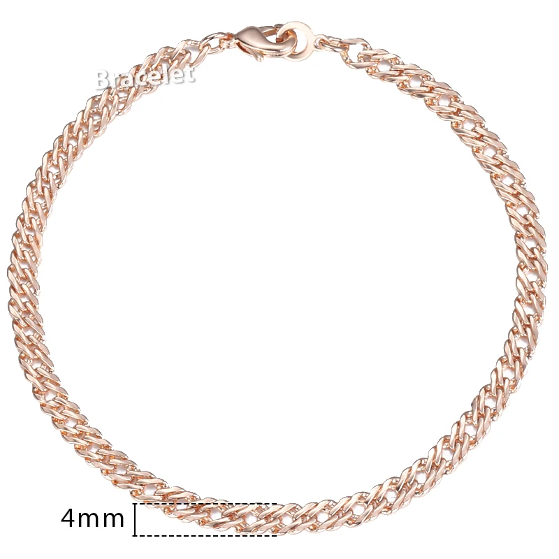 5mm Bracelets for Women Girls 585 Rose Gold Color Venitian Curb Link Bracelets Woman Fashion Party Jewelry 18cm 20cm KGB428