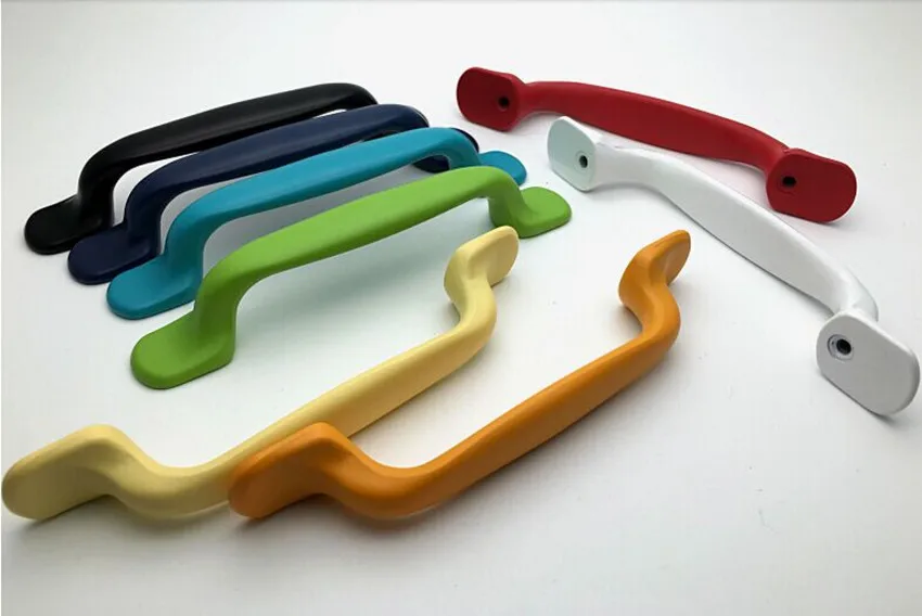 96mm Modern Fashion Colour Furniture Door Handles White Black Blue Pink Purple Kitchen Cabinet Wardrobe Drawer Handle Knob Pull