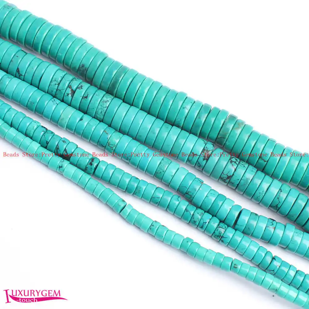 2x4mm 3x5mm 3x6mm 3x8mm 3x10mm 3x12mm Smooth Blue Natural Turquoises Beads 15 Inch  Jewelry Making wj435