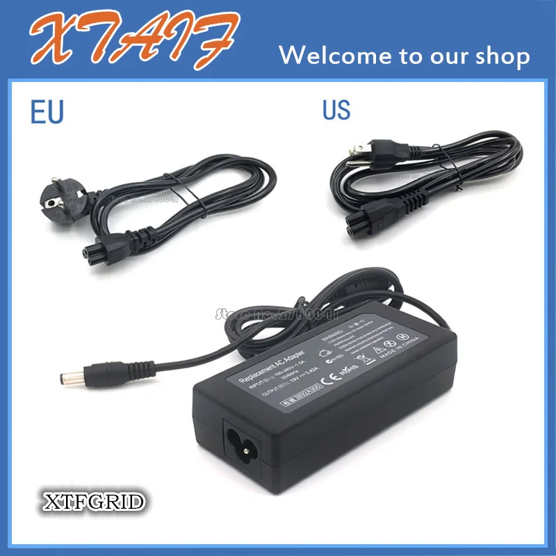 Pengisi Daya Adaptor Daya AC/DC Laptop 19V 3,42A 65W untuk Lenovo G530 G550 G555 G560 Y450 Y530 Y470 U450 U550 EU/US/UK/AU PLUG