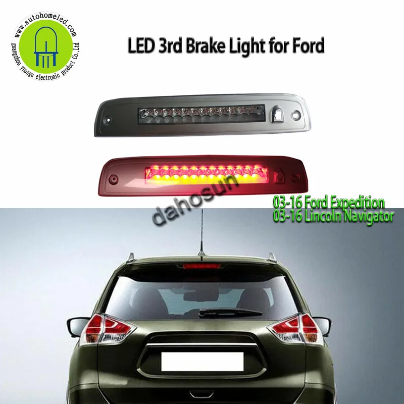 

For 03-16 Ford Expedition Lincoln NavigatorChromed Red Black Clear housing / Shell / Len LED THIRD 3RD TAIL BRAKE LIGHT LAMP BAR