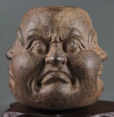 Collectibles Chinese Hand Carved Wooden Tibetan Buddhism Buddha Head Statues