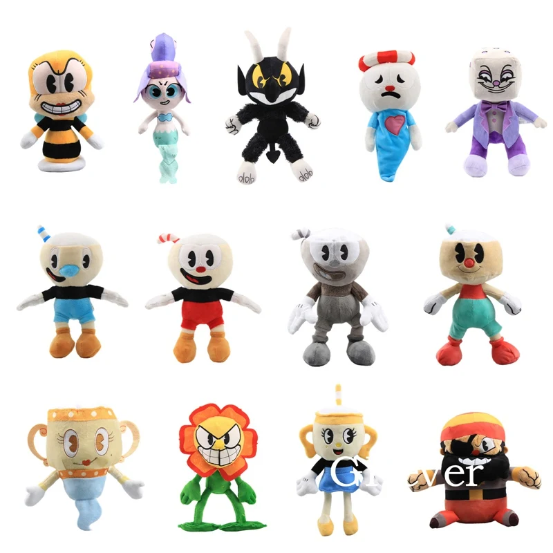 

13 Styles Game Cuphead Plush Mugman Devil Ms. Chalice King Dice Ghost Mermaid Cala Maria Plush Toys Stuffed Doll Kids Gift 25 cm